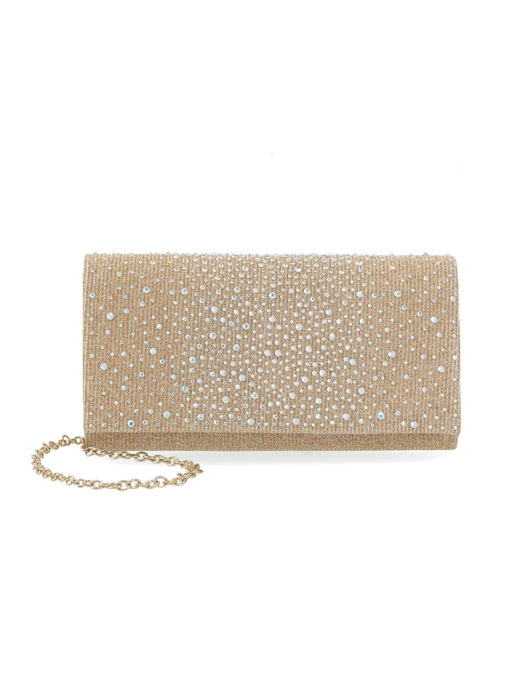 Jessica Mcclintock Gold Rhinestone Evening Clutch with Chain Strap
